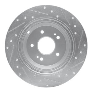 Genesis G70 Brake Rotor (1) - Rear Left - R1 Concepts - Drilled & Slotted - Silver - `18-`23